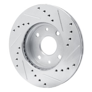 Kia SPECTRA Brake Rotor (1) - Front Left - R1 Concepts - Drilled & Slotted - Silver - `94-`00